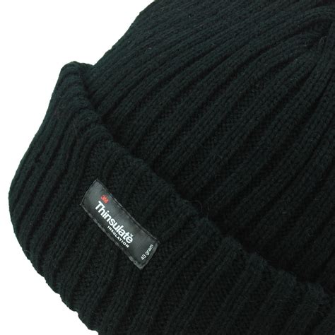 Hat Thinsulate Beanie Winter Ski Warm Knitted Thermal Unisex Black