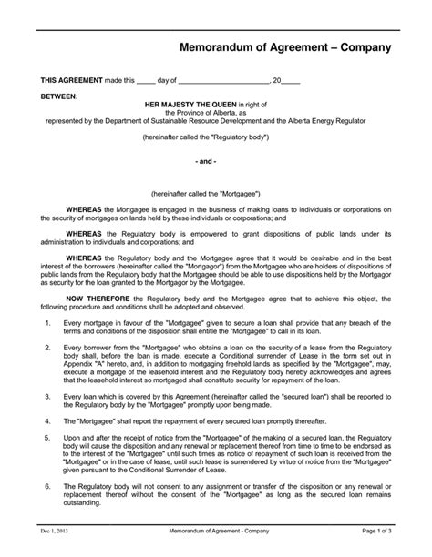 Memorandum Of Agreement Template Download Free Documents For Pdf