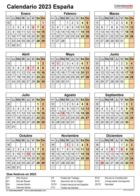 Calendario 2023 En Formato Excel Xls Descarga Gratis Para Todos