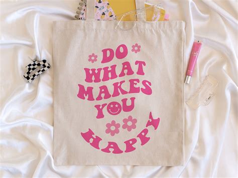 do what makes you happy aesthetic tote bag cute tote bag retro tote bag floral tote bag tote bag