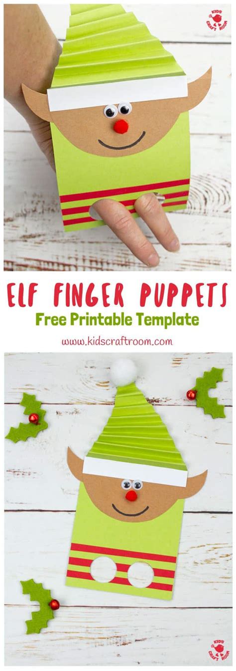 Elf Finger Puppet Craft With Printable Template Kids Craft Room