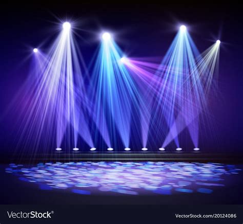 Various Stage Lights In The Dark Spotlight On Stage Vector Download