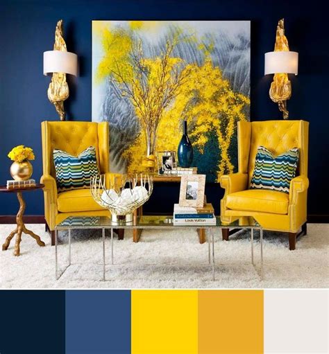 Blue And Yellow Interior Design Colour Scheme Màu Phòng Khách Thiết