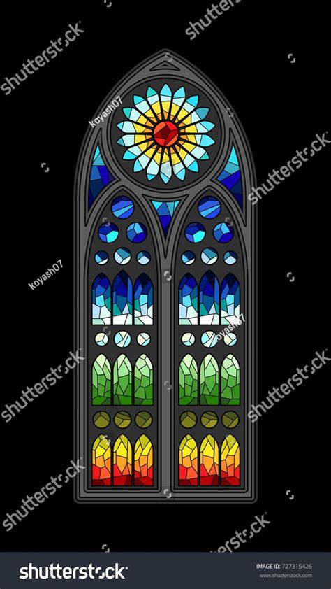 Vector Stained Glass Gothic Window Design Window Design Gothic