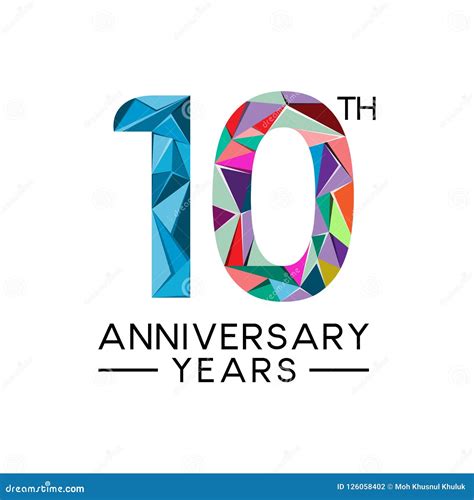 10th Anniversary Years Abstract Triangle Modern Full Color Stock Vector