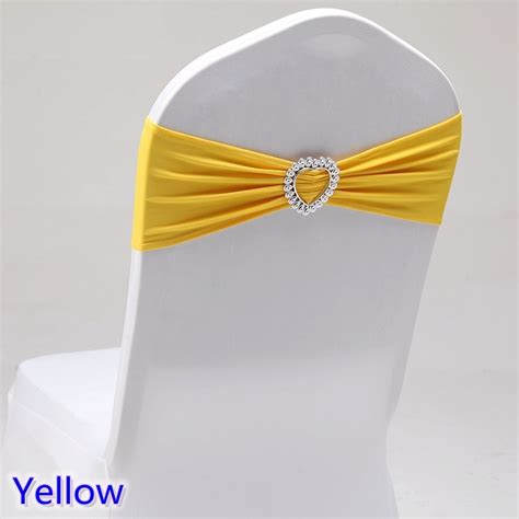 Yellow Colour Spandex Chair Sash Wedding Chair Sashes With Love Heart