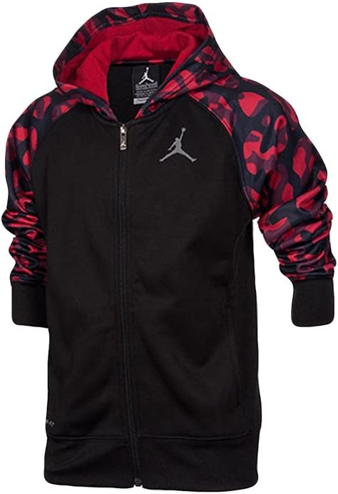 Jordan Nike Boys Youth Camo Full Zip Hoodie Jacket Black
