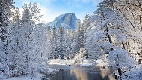 Landscape Nature Winter River Mountain Wallpapers Hd