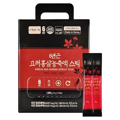 Korean Red Ginseng 6 Years Old Extract Stick 100 Sticks Saponin Panax