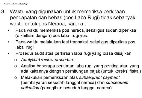 Pemeriksaan Perkiraan Laba Rugi Sifat Dan Contoh Perkiraan