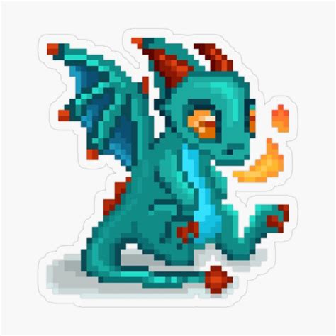 Pixelated Cute Little Dragon Sticker By Hopedetour In 2021 Cool Pixel