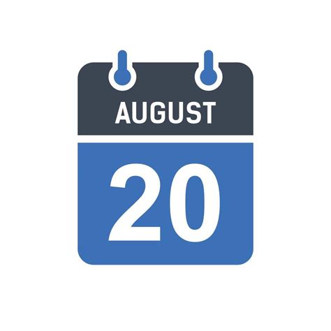 August 20 Calendar Date Icon 5261009 Vector Art At Vecteezy