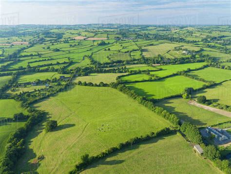 Aerial View Of Green English Farm Fields In Dorset Stock Photo Dissolve