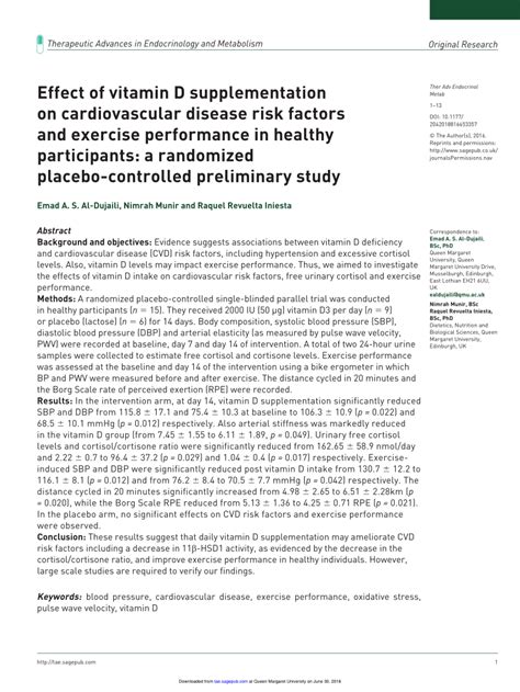 Pdf Effect Of Vitamin D Supplementation On Cardiovascular Disease