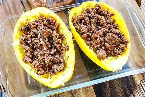 Easy Baked Spaghetti Squash With Meat Sauce Recipe Home Cooking Memories