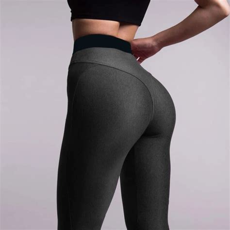 New Patchwork High Fitness Waist Leggings Women Sexy Hip Push Up Pants