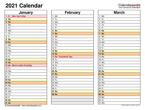 Free Downloadable 2021 Word Calendar Microsoft Word Calendar Template