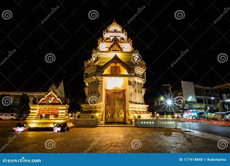 Lampang Thailand March 5 2020 Lampang City Pillar Shrine At Night