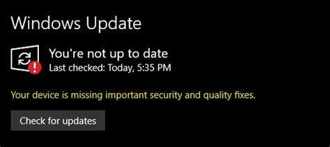 Windows Updateyour Device Is Missing Important Quality Updates