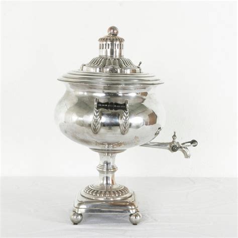 Late 19th Century Silver Samovar Or Tea Urn With Lid And Ebonized