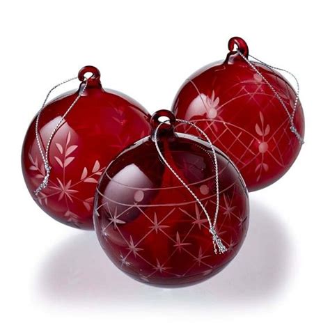 Red Etched Glass Ornaments Set Of 6 Mercury Glass Christmas Ornaments Glass Ornaments