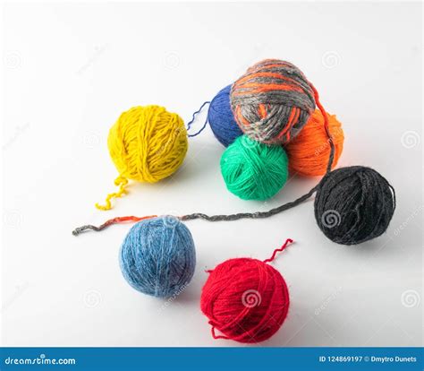 Colored Wool Knit Balls Placed On A Stock Image Image Of Knitting