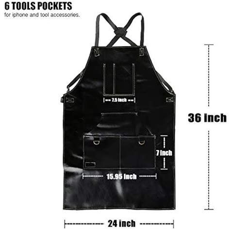 Chef Apron Men And Women Waterproof Leather With 6 Pockets Cross Back Straps Ebay