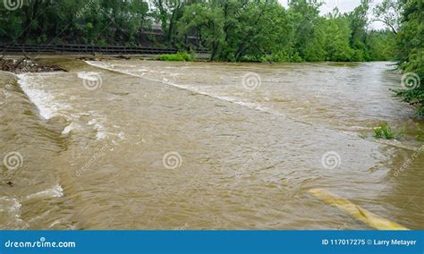 Flood Waters Covering Bridge â€ May 18th 2018 Stock Image Image Of