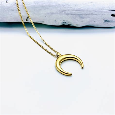 Horn Necklace Crescent Moon Necklace Gold Or Silver Gold Tone