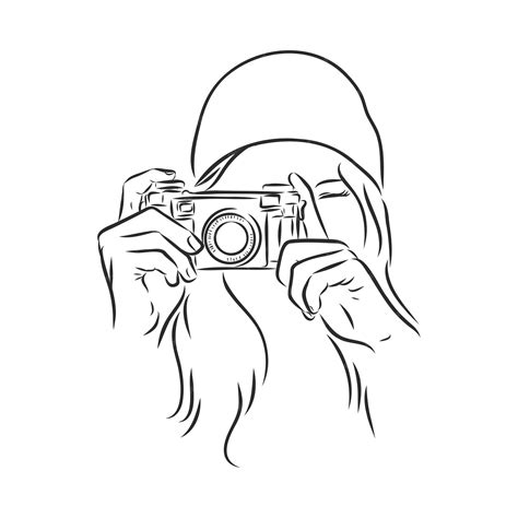 Premium Vector Street Photographer Girl Photographer Vector Sketch