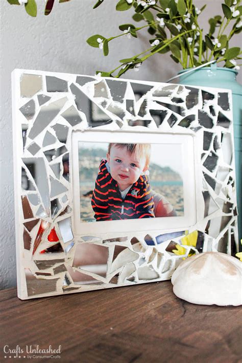 Living room furniture arrangement ideas. DIY Mosaic Mirror Picture Frames Tutorial