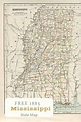 Free printable old map of Mississippi from 1885. #map #usa | Map, Old ...