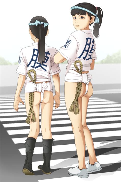 Shinchou Ni Kansuru Kousatsu 2girls Ass Female Focus Fundoshi Japanese Clothes Loincloth