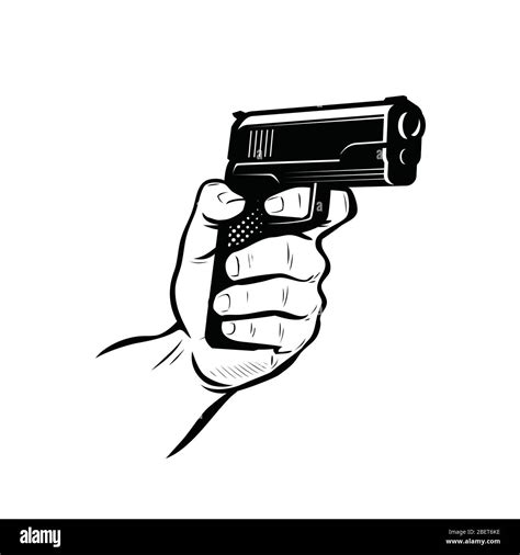 Gun In Hand Shooter Sketch Vector Illustration Stock Vector Image