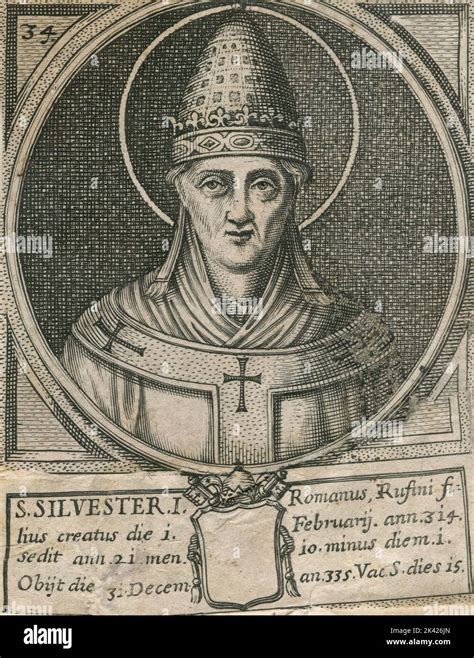 Portrait Of Pope St Sylvester I Engraving From The Summorum Romanorum