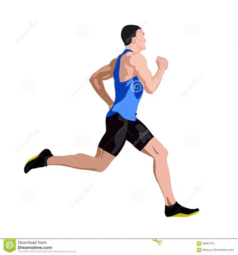 Running Man In Blue Jersey Profile Stock Vector Illustration Of