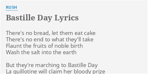 Bastille Day Lyrics By Rush Theres No Bread Let
