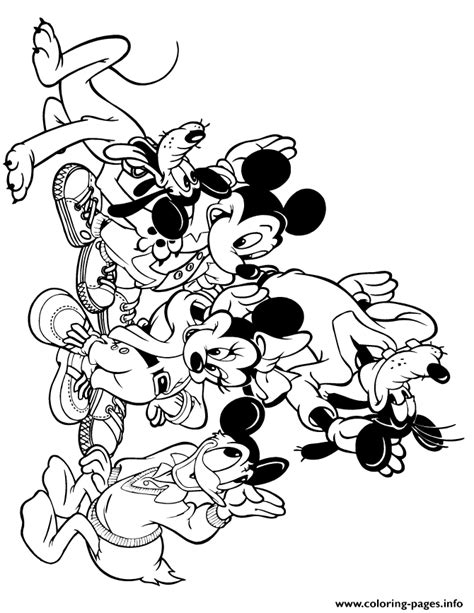 Mickey Mouse And Friends Group Disney Coloring Page Printable