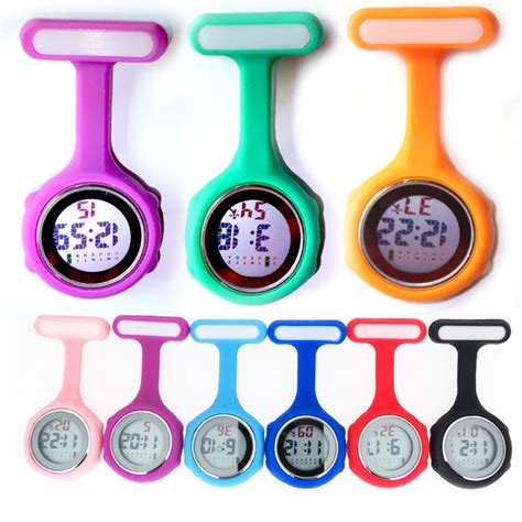 Unisex Digital Multi Function Silicone Nurses Fob Watch With Safety Pin Ns 888 Battery Included