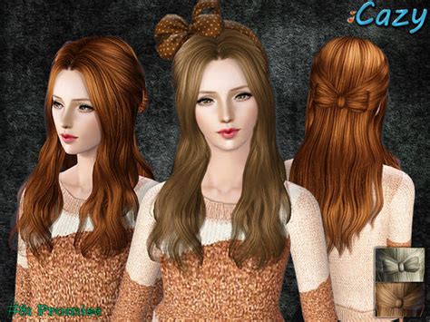 Half Up Half Down With Bow Hairstyle Promise By Cazy Sims Hairs