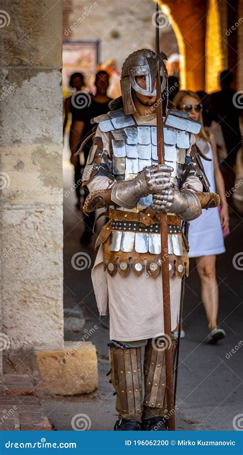 Man Wearing Armor Of A Medieval Serbian Knight At Belgrade Fortress