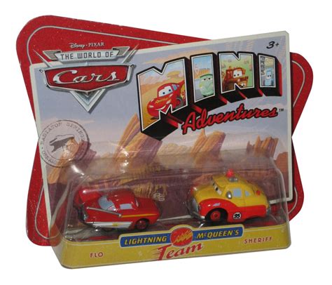 Disney Pixar Cars Mini Adventures Flo And Sheriff Red Toy Car Set