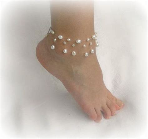 Wedding Anklet Floating Pearl High Heel Jewelry White Etsy Pearl