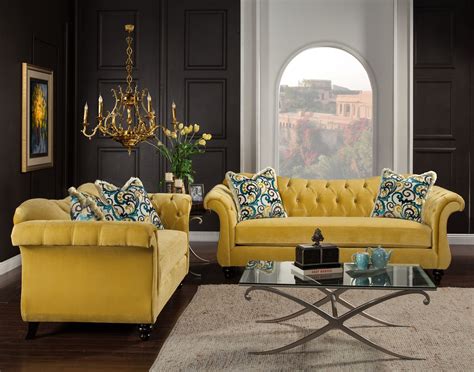 Antoinette Yellow Living Room Las Vegas Furniture Store Modern Home