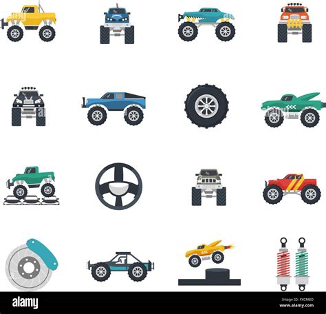 Monster Truck Icons Set Stock Vector Image And Art Alamy