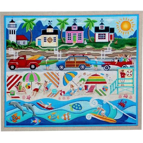 Needlepointus Summer Hand Painted Canvas From Rebecca Wood Hand