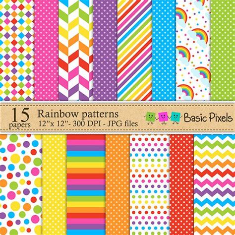 Rainbow Digital Papers Patterns Backgrounds Personal And