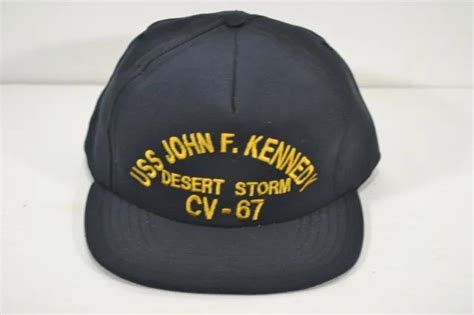 Vtg Uss John F Kennedy Desert Storm Cv Black Snapback Embroidered