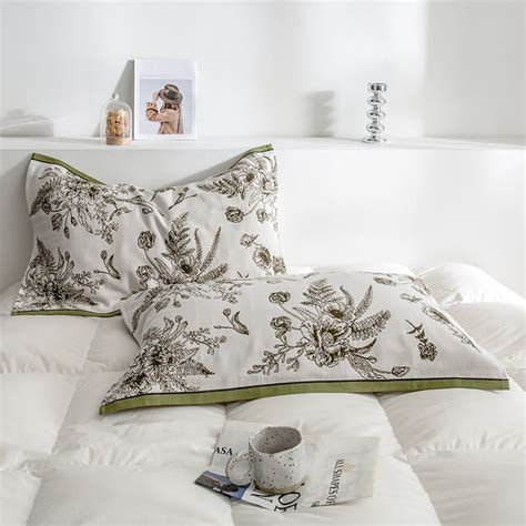 pastoral flower leaf cotton pillow towel 2pcs ownkoti