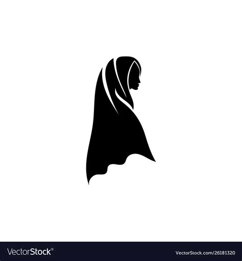 Hijab Women Black Silhouette Icons Royalty Free Vector Image